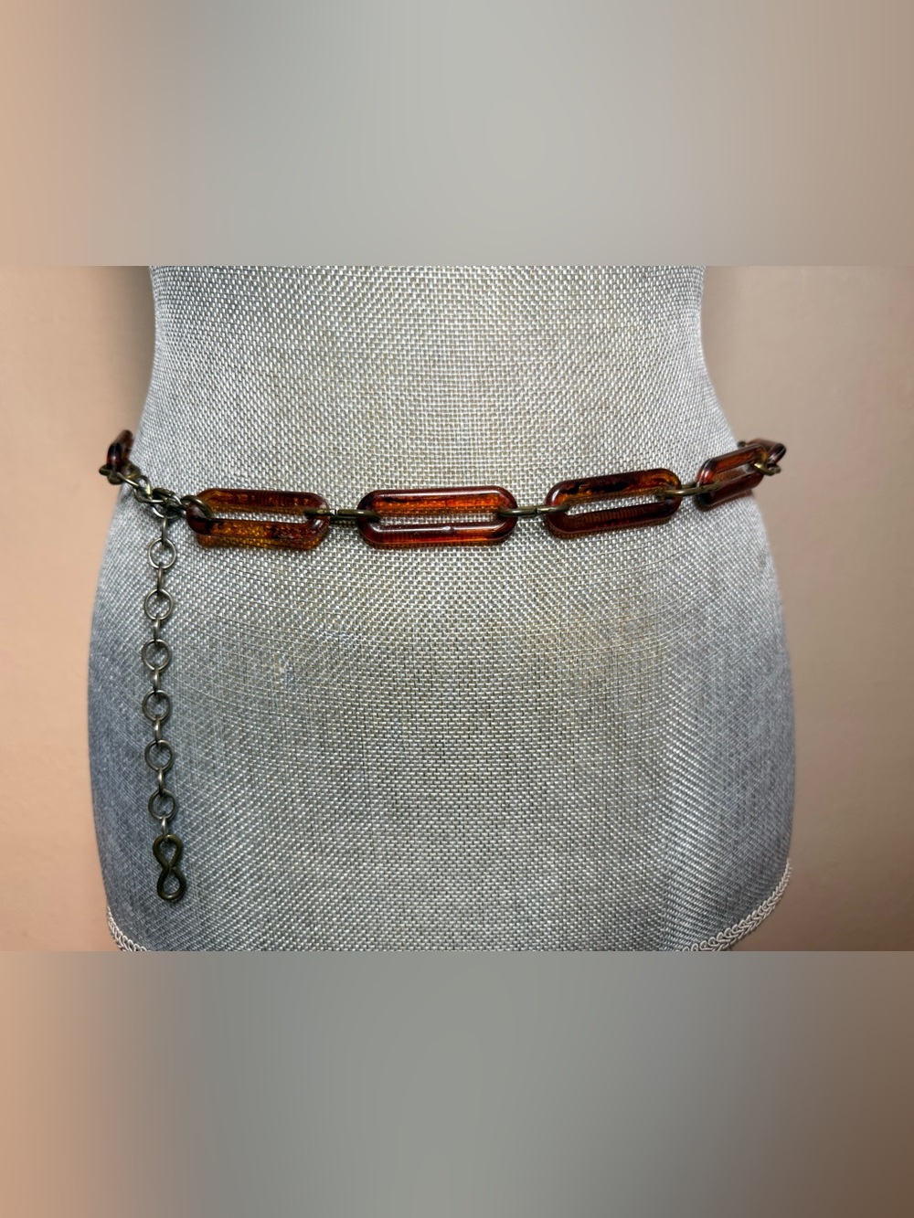 Vintage Amber Rectangular Chain Celluloid Belt